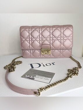 Dior Rose Quilted Leather Crossbody with Gold-Tone Chain